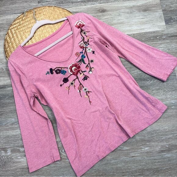 Garnet‎ hill pink embroidered blouse - Picture 1 of 8